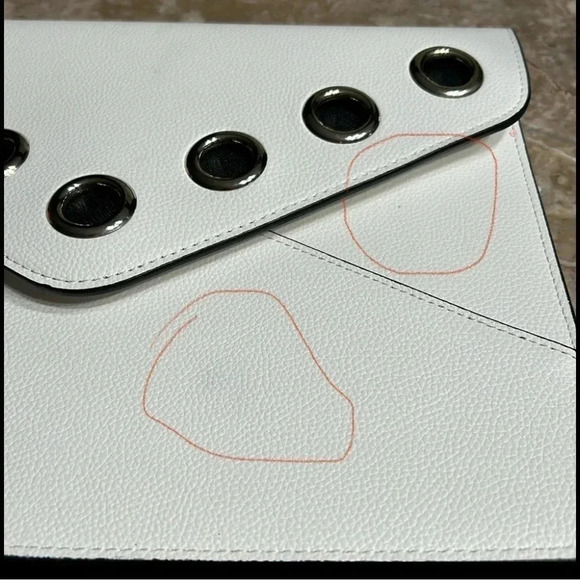 white slim purse wristlet ,grommets,envelope pouch wristlet , clutch, - Picture 17 of 17